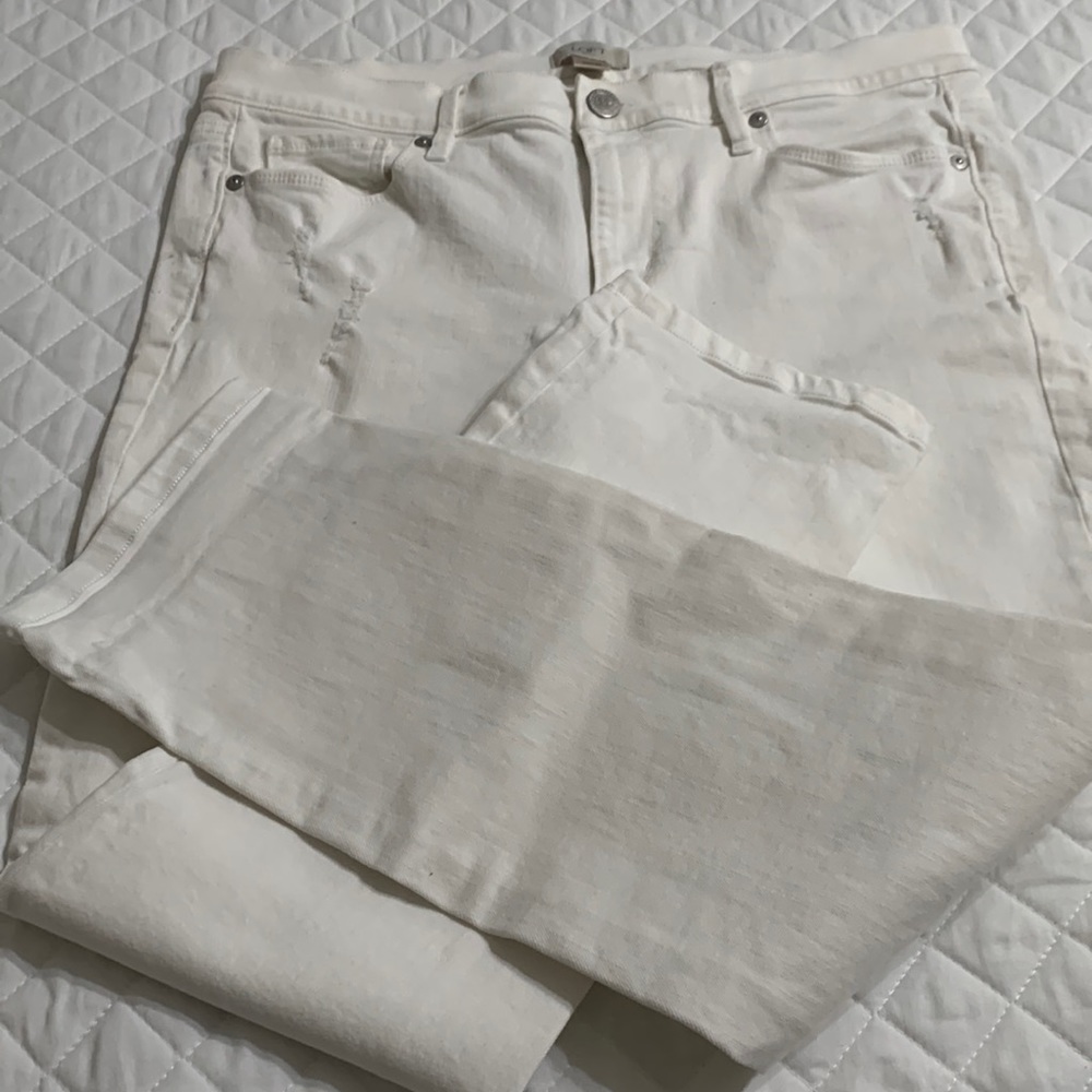 Loft white distressed jeans